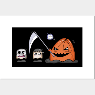 Halloween pumpkins and ghosts Posters and Art